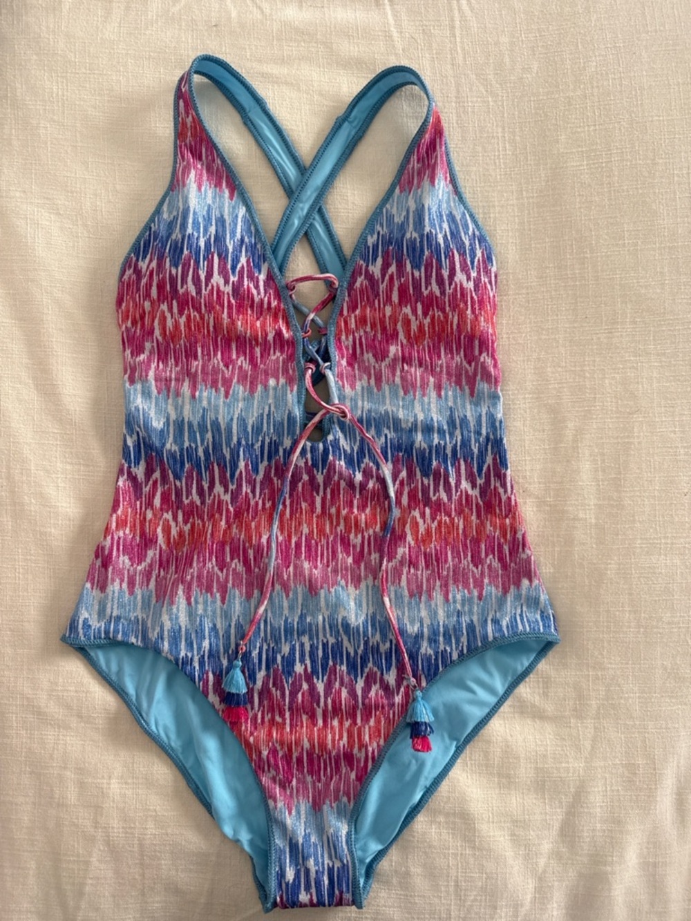 BECCA by Rebecca Virtue NWT Medium Plunge Open Back One-Piece Swimsuit